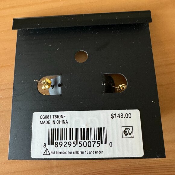 Coach Heart Turnlock Pavé Huggie Earrings (Gold/Pink Multi) - NWT - Picture 9 of 9